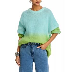 Essentiel Antwerp Women Pastel Blue Gradient Mohair Knit Oversize Sweater Size S